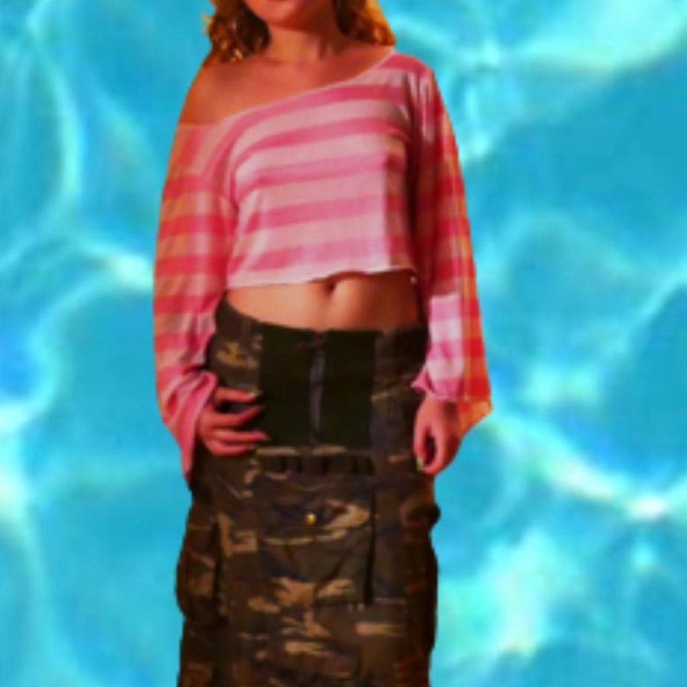 womens pink stripe long sleeve womens size s-l handmade